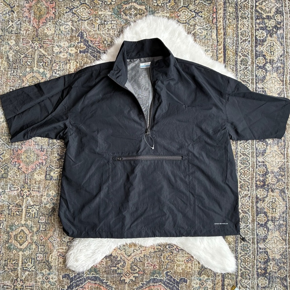 Columbia Omni-Shield Black Short Sleeve Quarter Zip Windbreaker XL AK4922